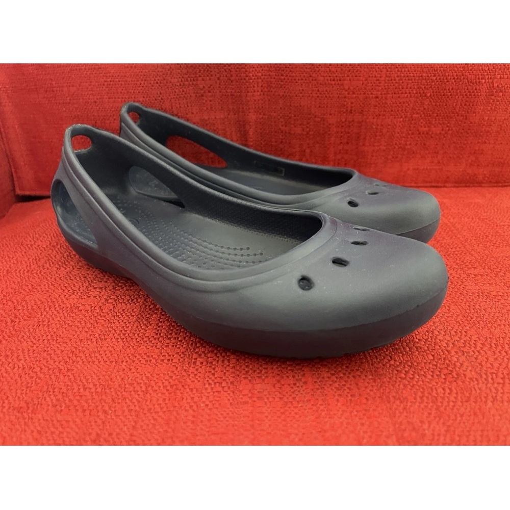 Crocs Navy Blue Kadee Ballet Flat With Cut Outs Womens 8 Comfort Slip On